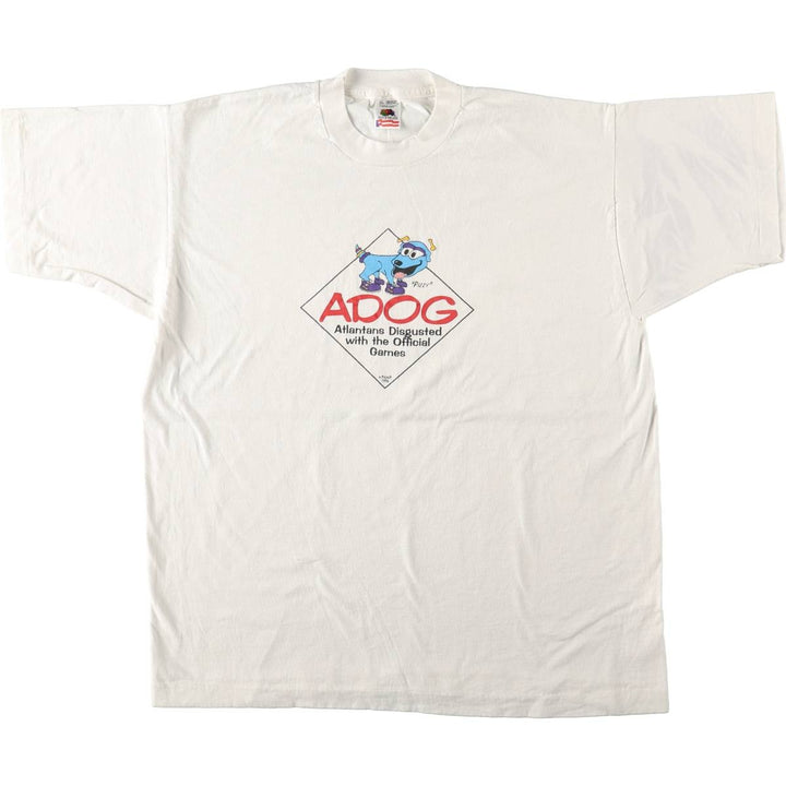 90'S Fruit of the Loom printed T-shirt, made in Jamaica, men's size XL equivalent. cotton white type Vintage Second Hand