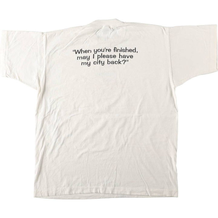 90'S Fruit of the Loom printed T-shirt, made in Jamaica, men's size XL equivalent. cotton white type Vintage Second Hand