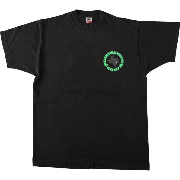 90'S Fruit of the Loom souvenir T-shirt, made in USA, men's size XL equivalent, vintage. cotton black type Vintage Second Hand