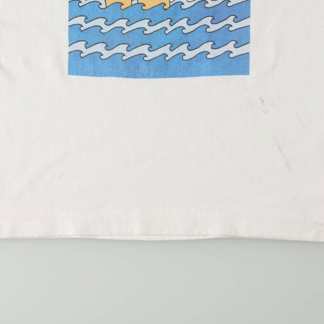 90'S Fruit of the Loom Print T-Shirt, Made in USA, Men's Size S (Equivalent), Vintage cotton white type Vintage Second Hand