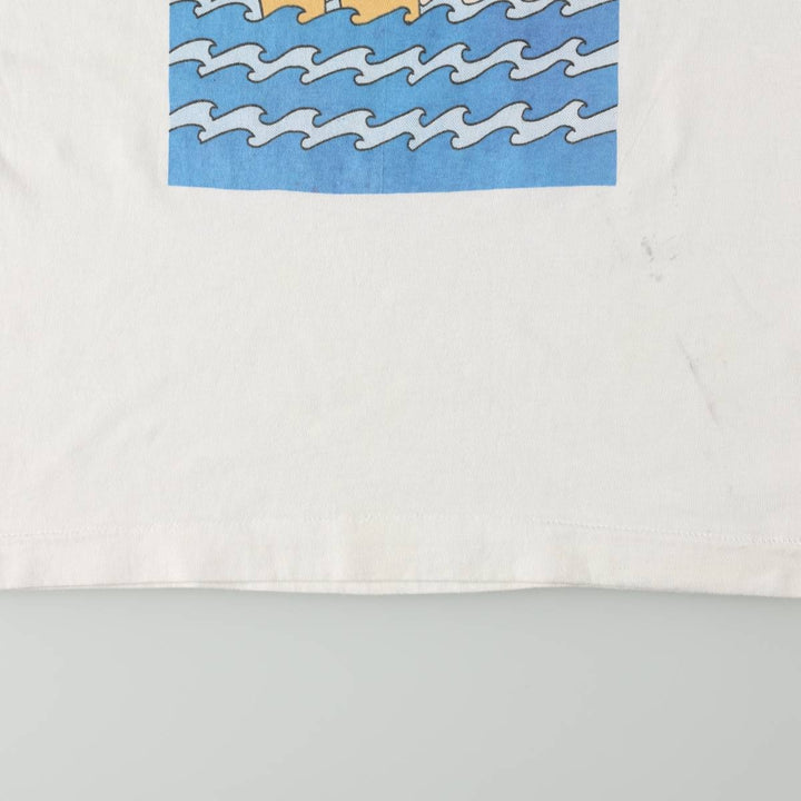 90'S Fruit of the Loom Print T-Shirt, Made in USA, Men's Size S (Equivalent), Vintage cotton white type Vintage Second Hand