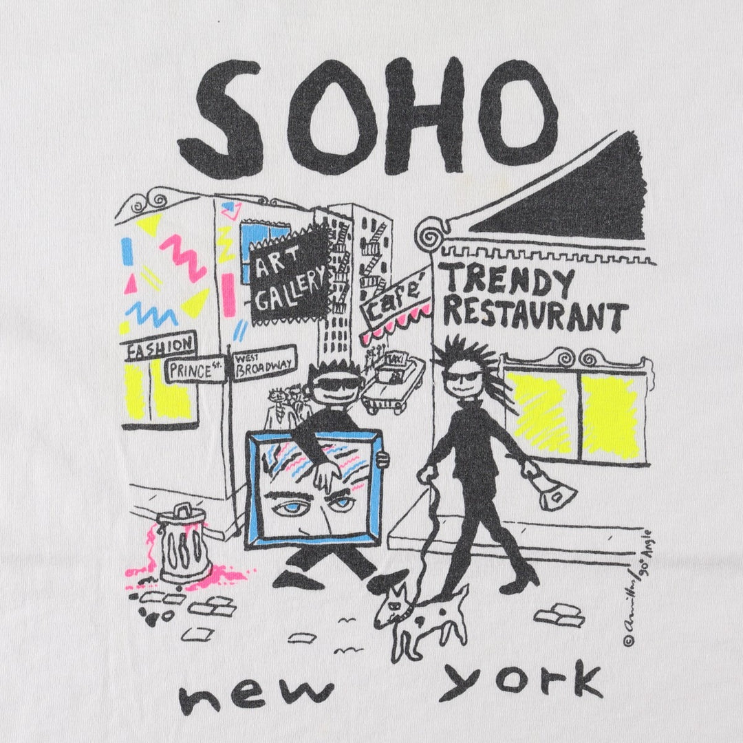 90'S Fruit of the Loom printed T-shirt, made in the USA, men's size L, vintage cotton white type Vintage Second Hand