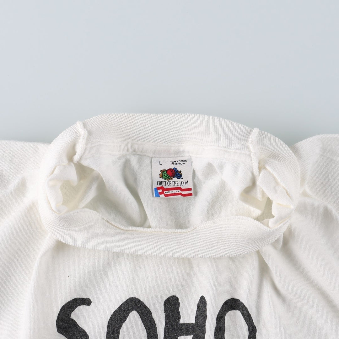 90'S Fruit of the Loom printed T-shirt, made in the USA, men's size L, vintage cotton white type Vintage Second Hand