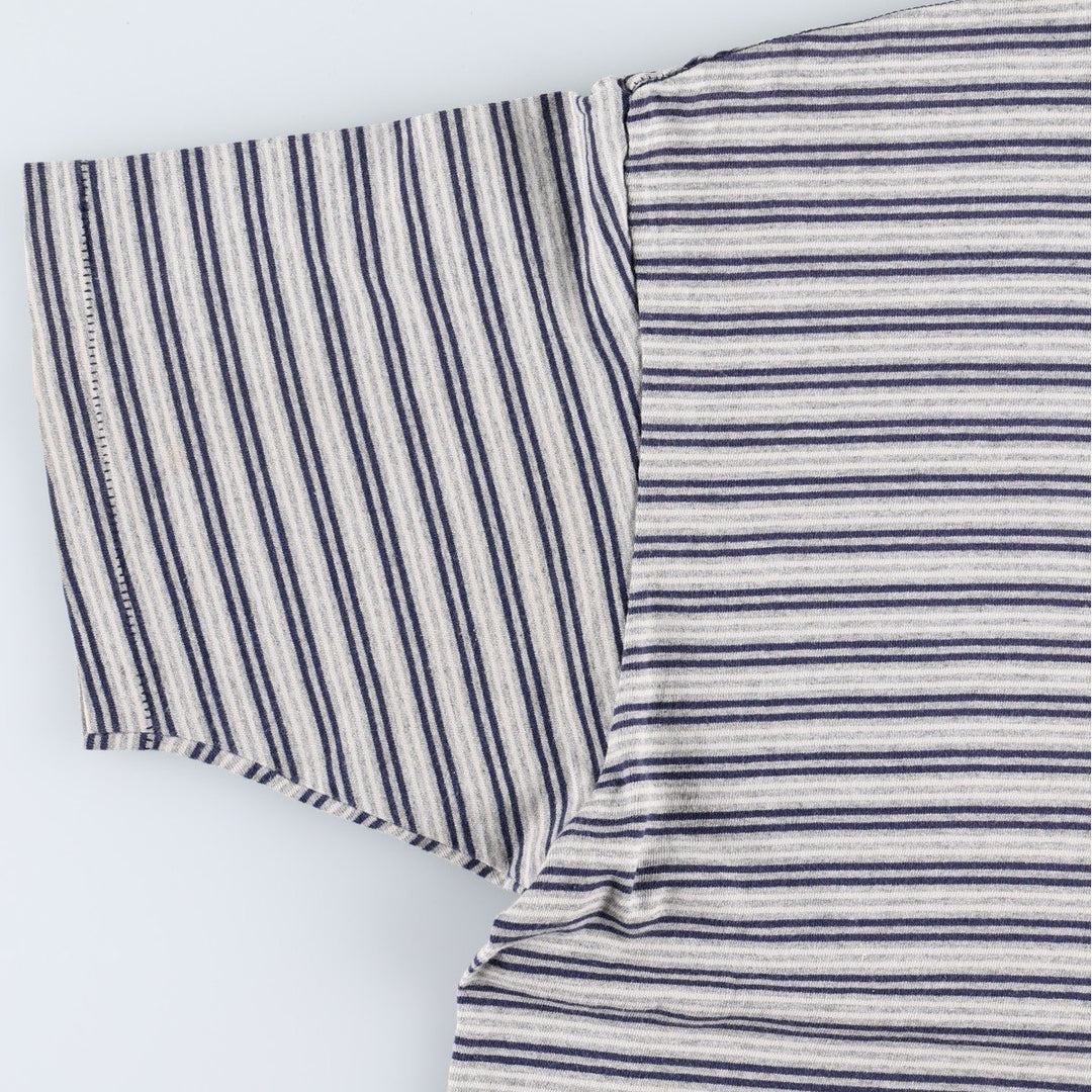 Multi-striped striped T-shirt, men's size XL. unclear navy blue type Vintage Second Hand