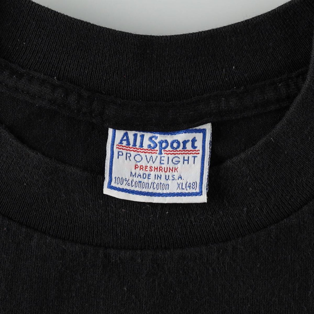 90'S All Sport PRO WEIGHT Message Print T-Shirt, Made in USA, Men's XL equivalent, Vintage cotton black type Vintage Second Hand