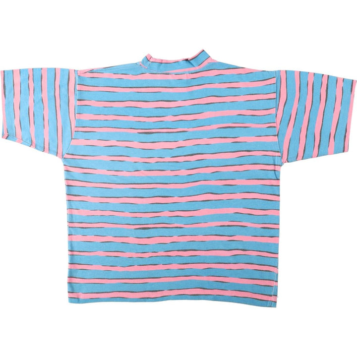 Curfew Beach Border Pattern Print T-Shirt (Men's Size S) polyester Blue type light blue Vintage Second Hand