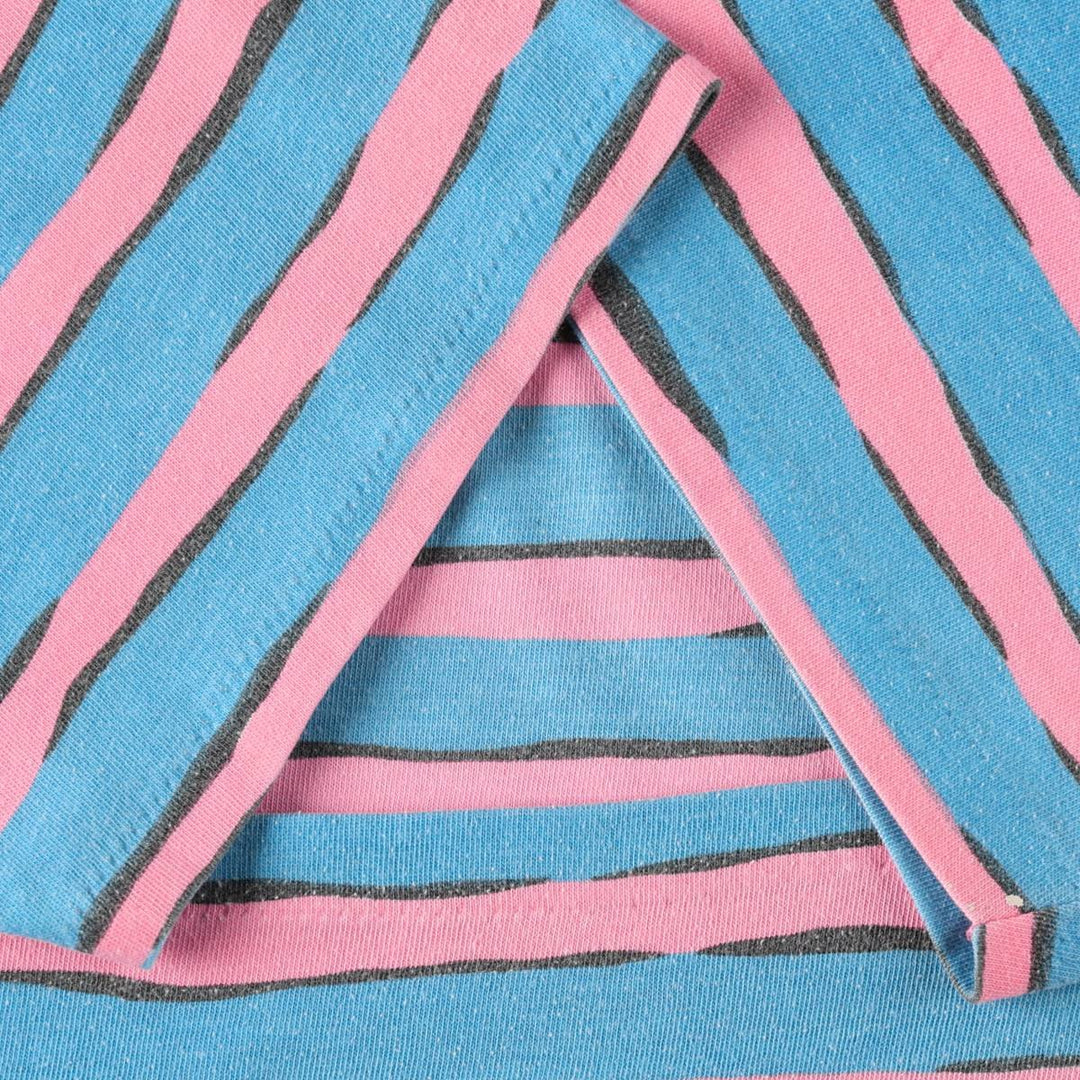 Curfew Beach Border Pattern Print T-Shirt (Men's Size S) polyester Blue type light blue Vintage Second Hand