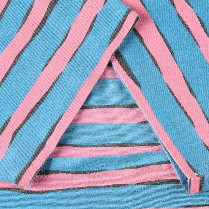 Curfew Beach Border Pattern Print T-Shirt (Men's Size S) polyester Blue type light blue Vintage Second Hand