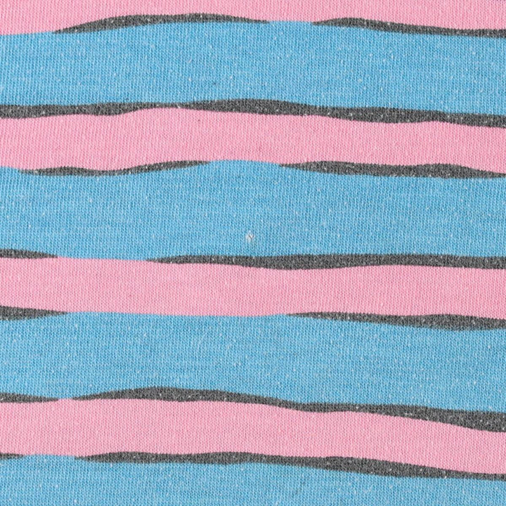 Curfew Beach Border Pattern Print T-Shirt (Men's Size S) polyester Blue type light blue Vintage Second Hand