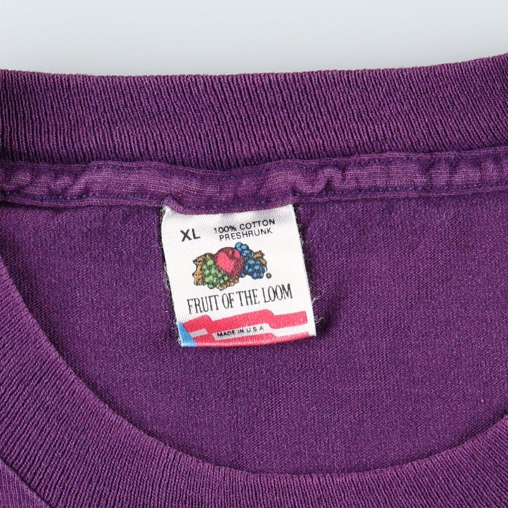 90'S Fruit of the Loom printed T-shirt, made in the USA, men's XL size, vintage cotton purple type Vintage Second Hand