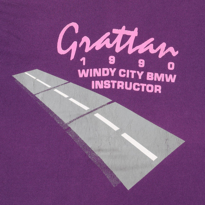 90'S Fruit of the Loom printed T-shirt, made in the USA, men's XL size, vintage cotton purple type Vintage Second Hand