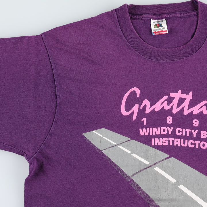 90'S Fruit of the Loom printed T-shirt, made in the USA, men's XL size, vintage cotton purple type Vintage Second Hand