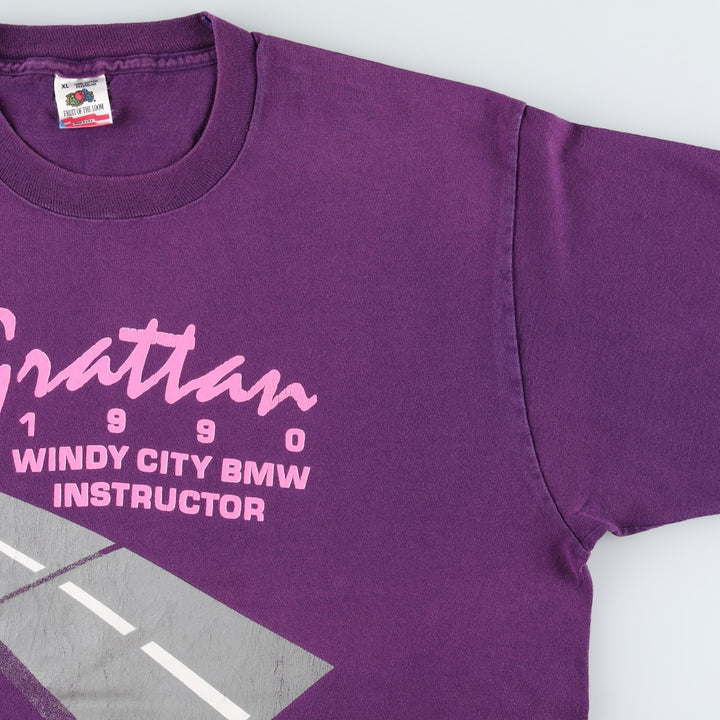 90'S Fruit of the Loom printed T-shirt, made in the USA, men's XL size, vintage cotton purple type Vintage Second Hand