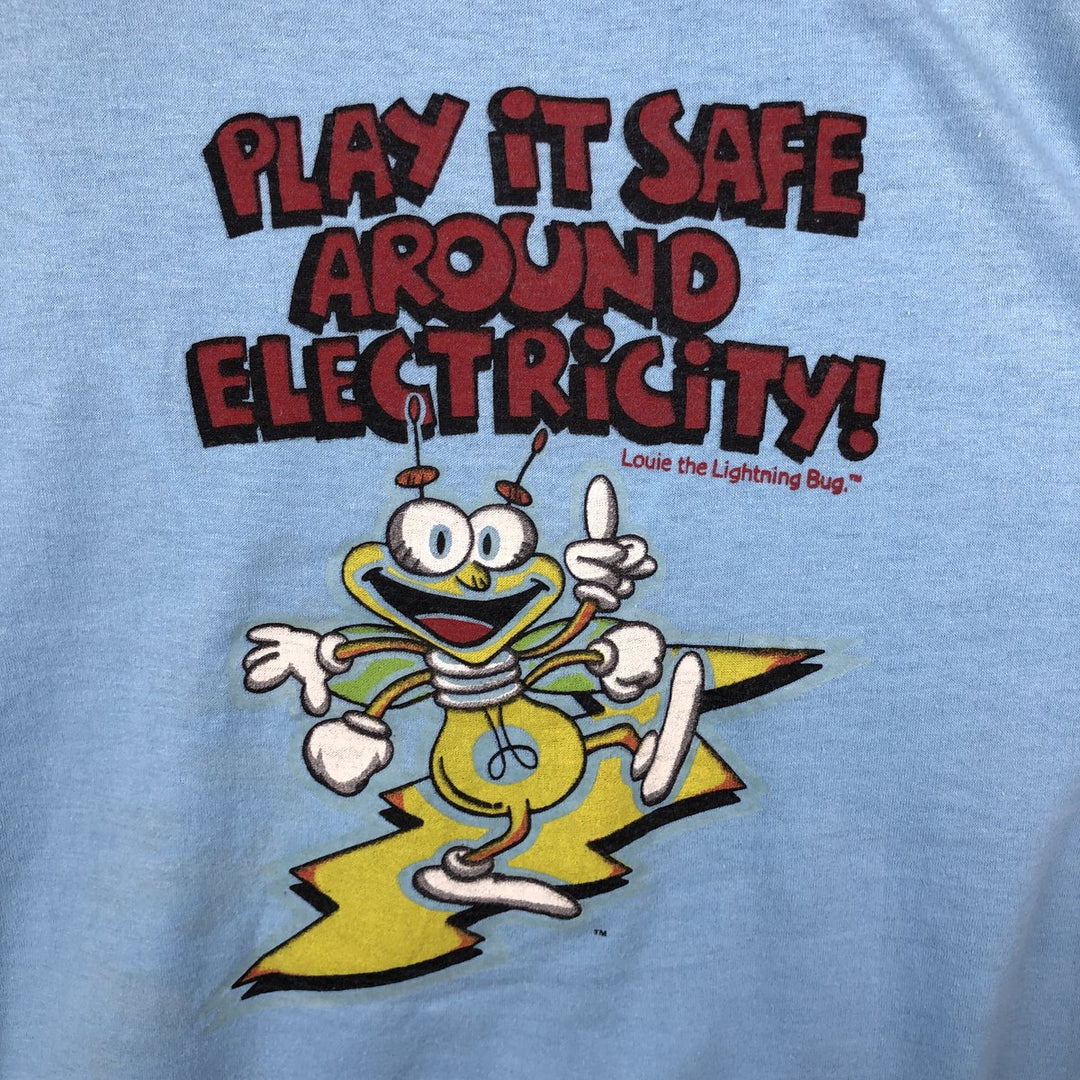 90'S SELECT-T Print T-Shirt, Made in USA, Men's Size M (Equivalent), Vintage cotton Blue type light blue Vintage Second Hand