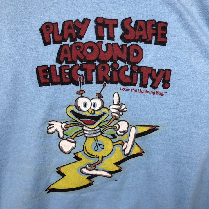 90'S SELECT-T Print T-Shirt, Made in USA, Men's Size M (Equivalent), Vintage cotton Blue type light blue Vintage Second Hand