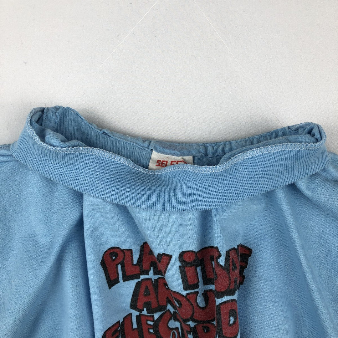 90'S SELECT-T Print T-Shirt, Made in USA, Men's Size M (Equivalent), Vintage cotton Blue type light blue Vintage Second Hand