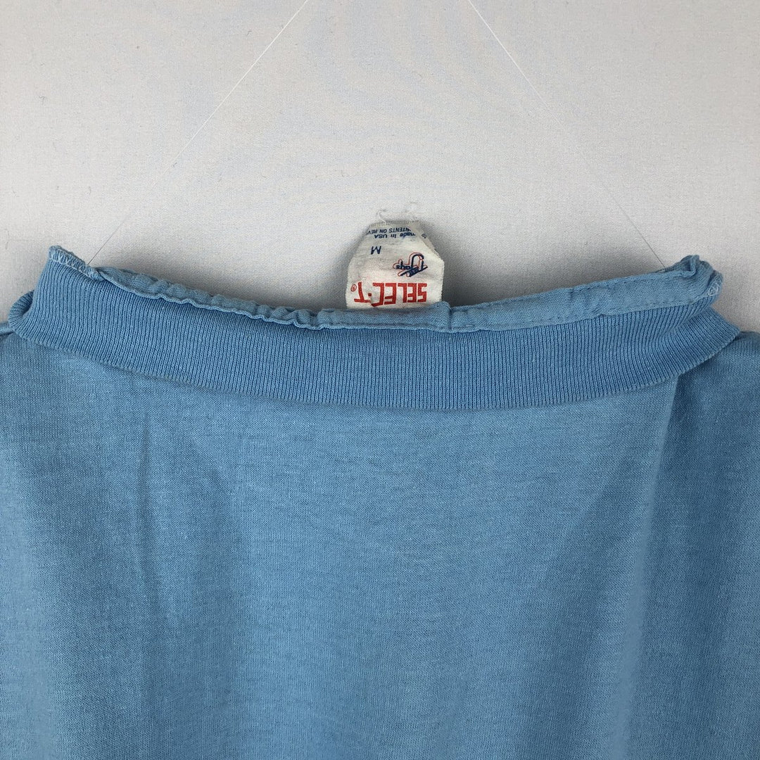 90'S SELECT-T Print T-Shirt, Made in USA, Men's Size M (Equivalent), Vintage cotton Blue type light blue Vintage Second Hand