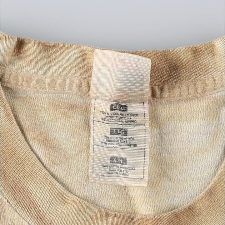 90'S Fruit of the Loom Heavy Cotton Tie-Dye Pattern All-Over Print T-Shirt, Made in USA, Men's XXL equivalent, Vintage cotton brown type Vintage Second Hand