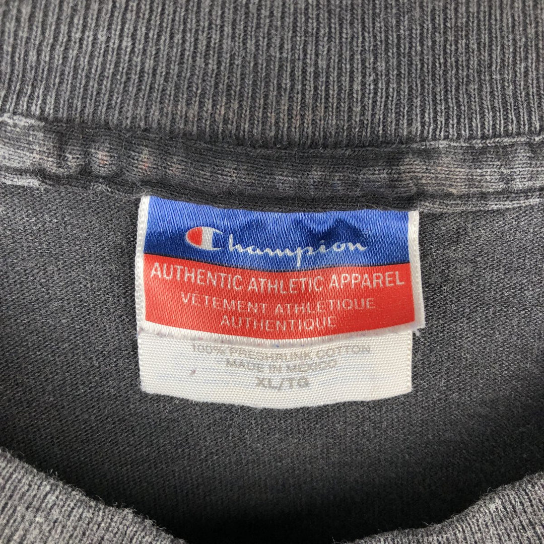 Champion Authentic Athletic Apparel Printed T-Shirt, Men's Size XL (approx.) cotton black type Vintage Second Hand
