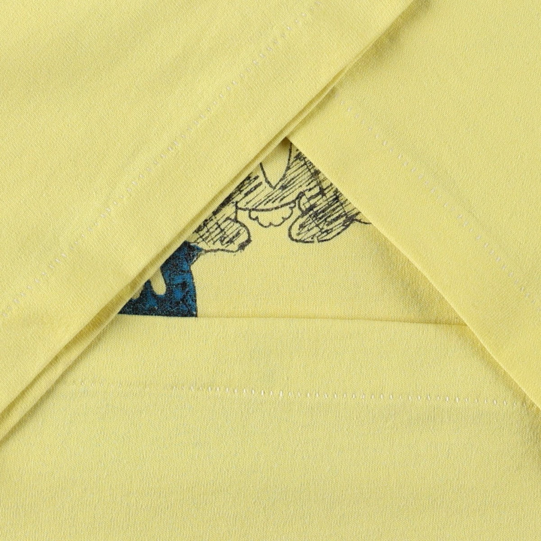 Hanes Fifty-Fifty Blue Tag Printed T-Shirt, Made in USA, Men's Size L (approx.), Vintage cotton lemon yellow Vintage Second Hand