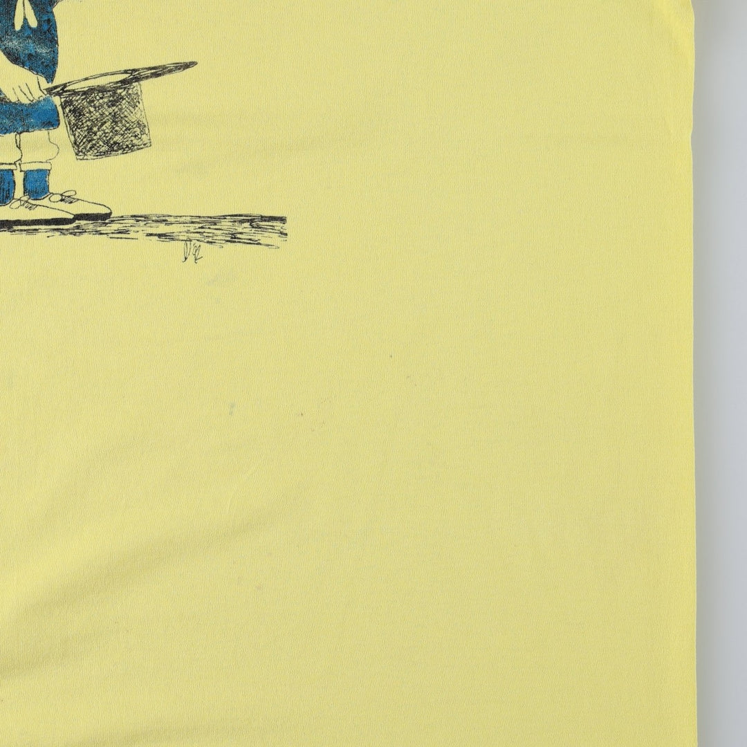 Hanes Fifty-Fifty Blue Tag Printed T-Shirt, Made in USA, Men's Size L (approx.), Vintage cotton lemon yellow Vintage Second Hand