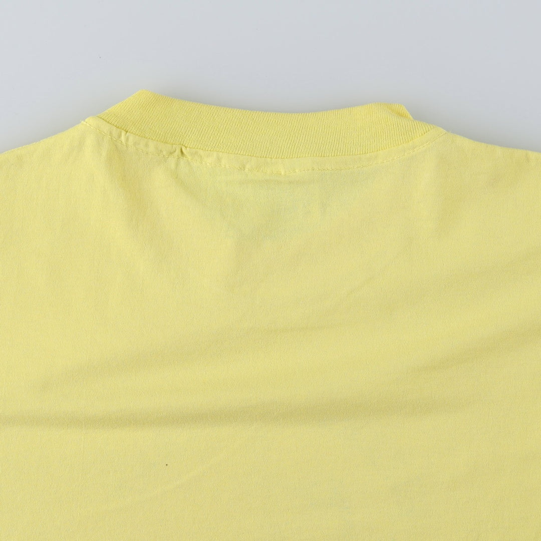 Hanes Fifty-Fifty Blue Tag Printed T-Shirt, Made in USA, Men's Size L (approx.), Vintage cotton lemon yellow Vintage Second Hand