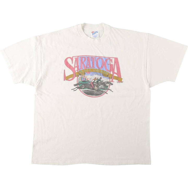 90'S Hanes BEEFY-T Printed T-shirt Made in USA Men's XL Vintage cotton white type Vintage Second Hand