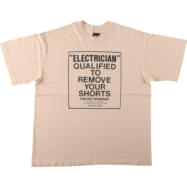 90'S PLATINUM PLUS Print T-Shirt, Made in USA, Men's XL equivalent, Vintage cotton Beige type Vintage Second Hand