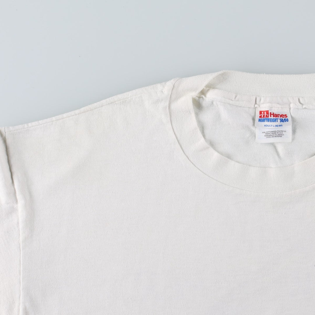 90'S Hanes HEAVYWEIGHT 50 cotton white type Vintage Second Hand
