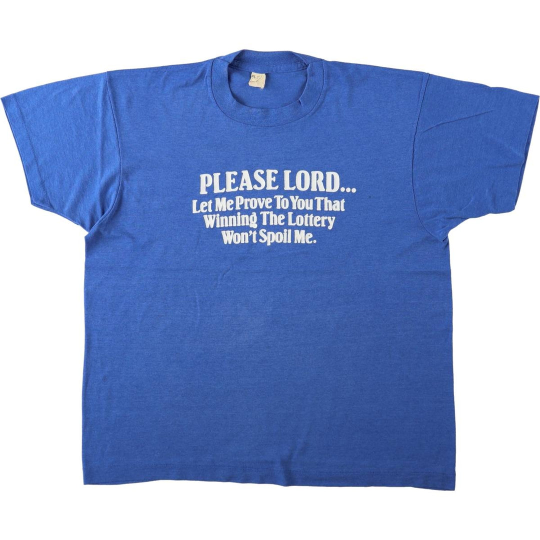 90'S Screen Stars message print T-shirt, men's size XL equivalent, vintage. cotton blue type Vintage Second Hand