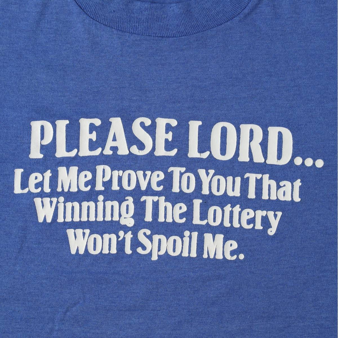 90'S Screen Stars message print T-shirt, men's size XL equivalent, vintage. cotton blue type Vintage Second Hand