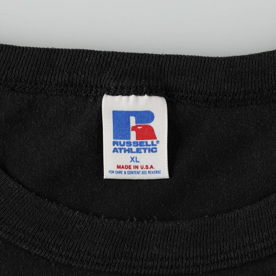 Vintage 90'S Russell print T-shirt, Made in USA, Men's XL polyester black type Vintage Second Hand