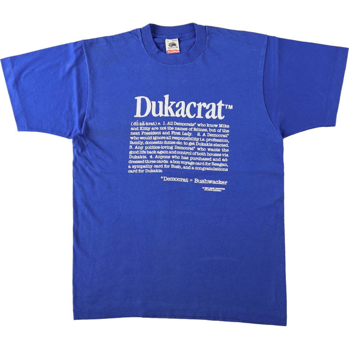 90'S Fruit of the Loom printed T-shirt, made in the USA, men's size L, vintage cotton blue type Vintage Second Hand