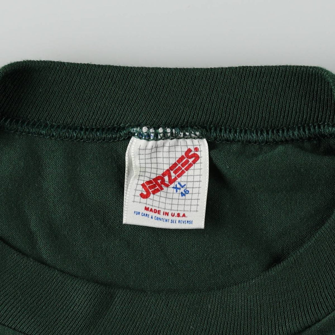 80s-90'S Jerzees Message Print T-Shirt, Made in USA, Men's XL (approx.), Vintage cotton Green type dark green Vintage Second Hand
