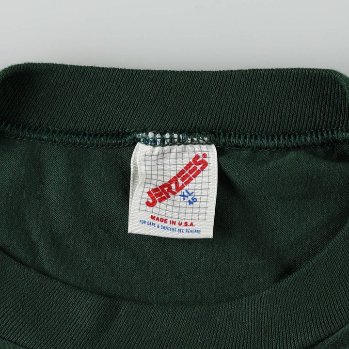 80s-90'S Jerzees Message Print T-Shirt, Made in USA, Men's XL (approx.), Vintage cotton Green type dark green Vintage Second Hand