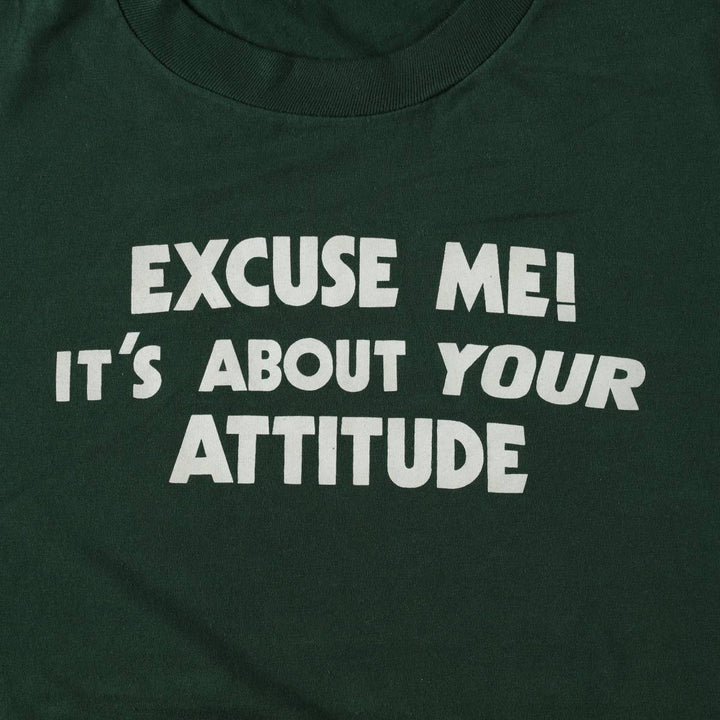 80s-90'S Jerzees Message Print T-Shirt, Made in USA, Men's XL (approx.), Vintage cotton Green type dark green Vintage Second Hand