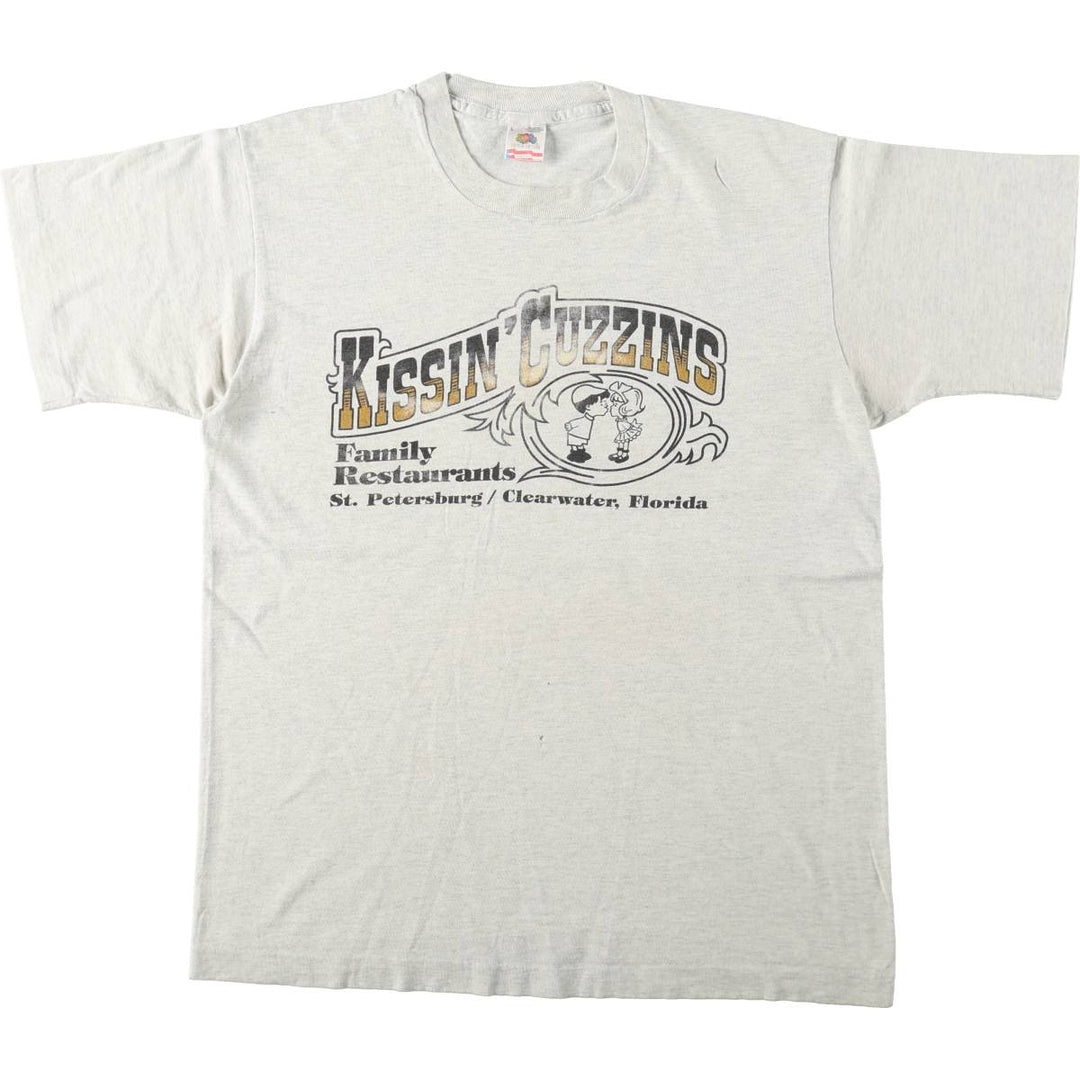 90'S Fruit of the Loom printed T-shirt, made in the USA, men's size L, vintage cotton gray type Vintage Second Hand