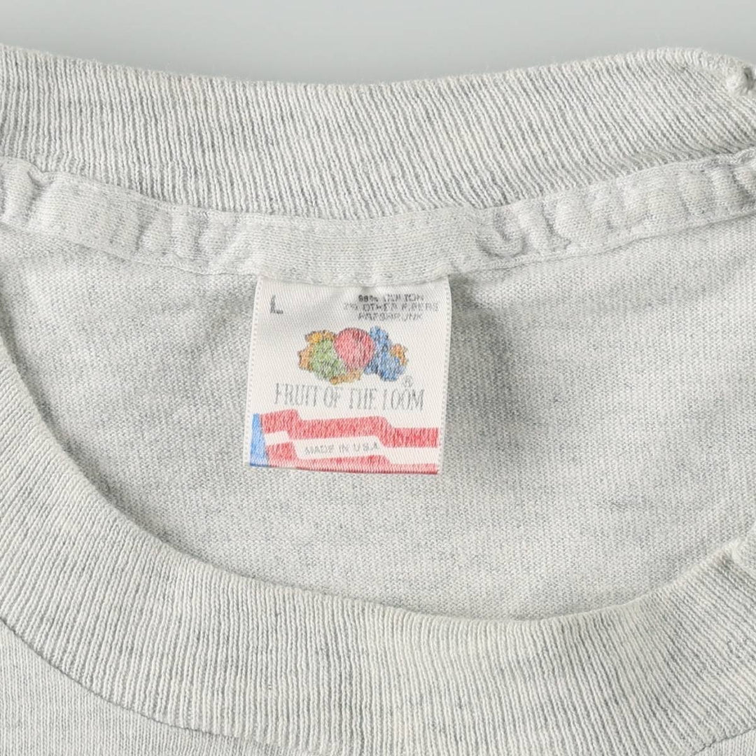 90'S Fruit of the Loom printed T-shirt, made in the USA, men's size L, vintage cotton gray type Vintage Second Hand
