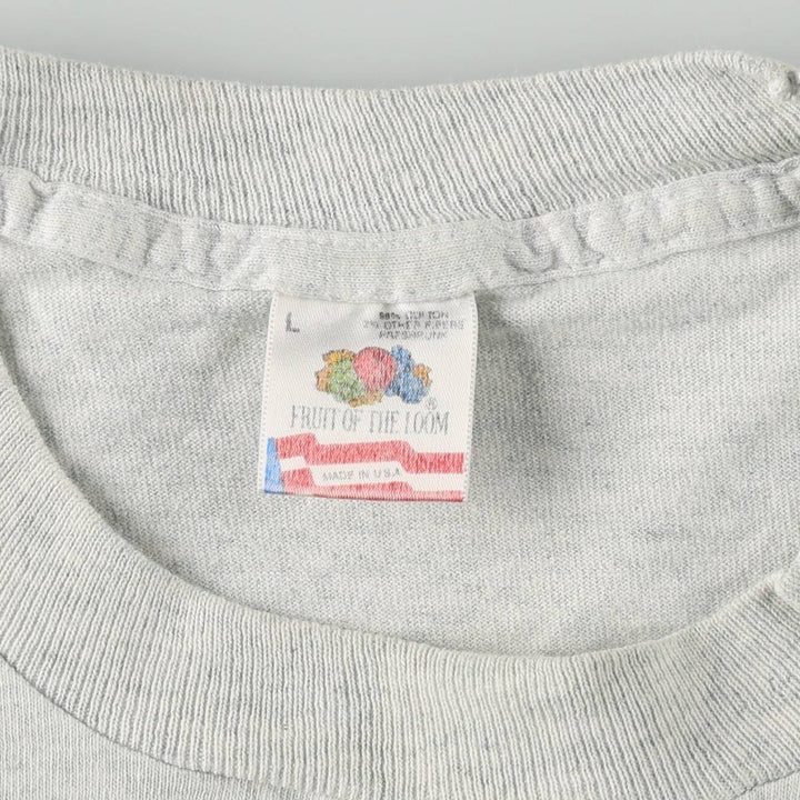 90'S Fruit of the Loom printed T-shirt, made in the USA, men's size L, vintage cotton gray type Vintage Second Hand