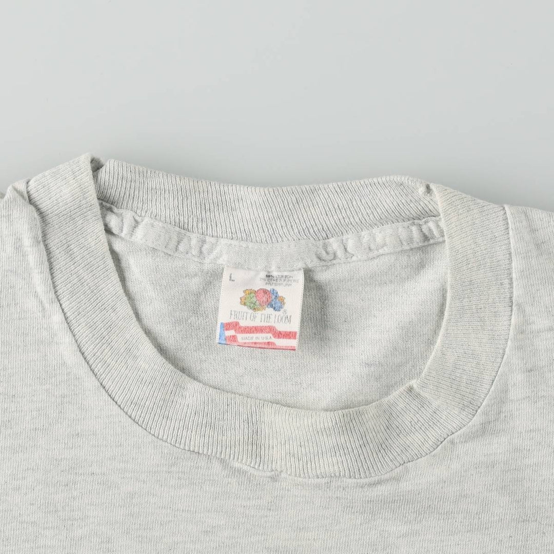 90'S Fruit of the Loom printed T-shirt, made in the USA, men's size L, vintage cotton gray type Vintage Second Hand