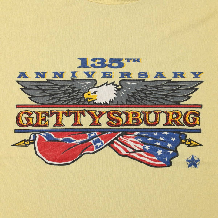 Gettysburg Battle Eagle Pattern Print T-Shirt, Men's XL (approx.), Vintage unclear yellow type Vintage Second Hand