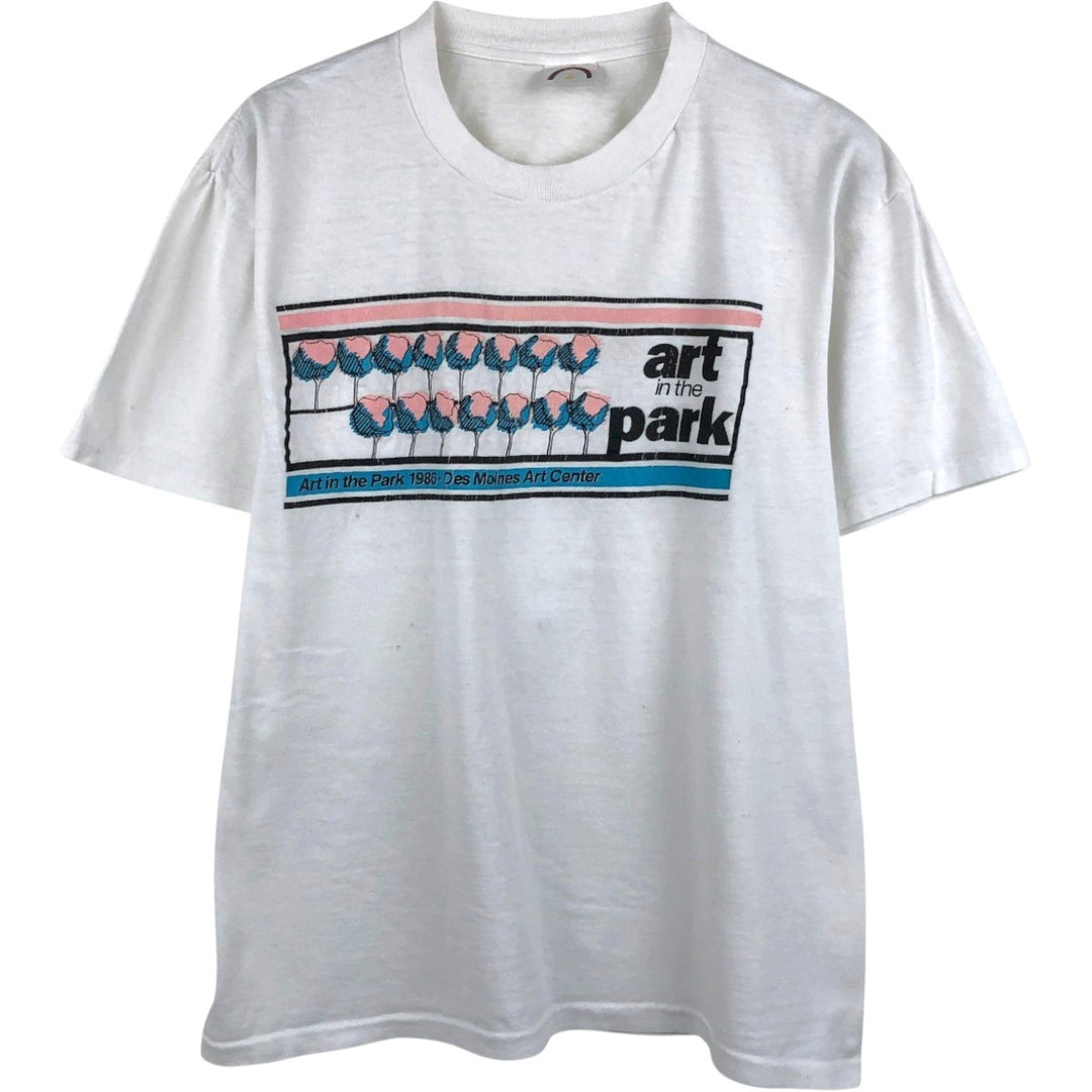 Vintage 90'S printed T-shirt, made in the USA, size L, men's cotton white type Vintage Second Hand