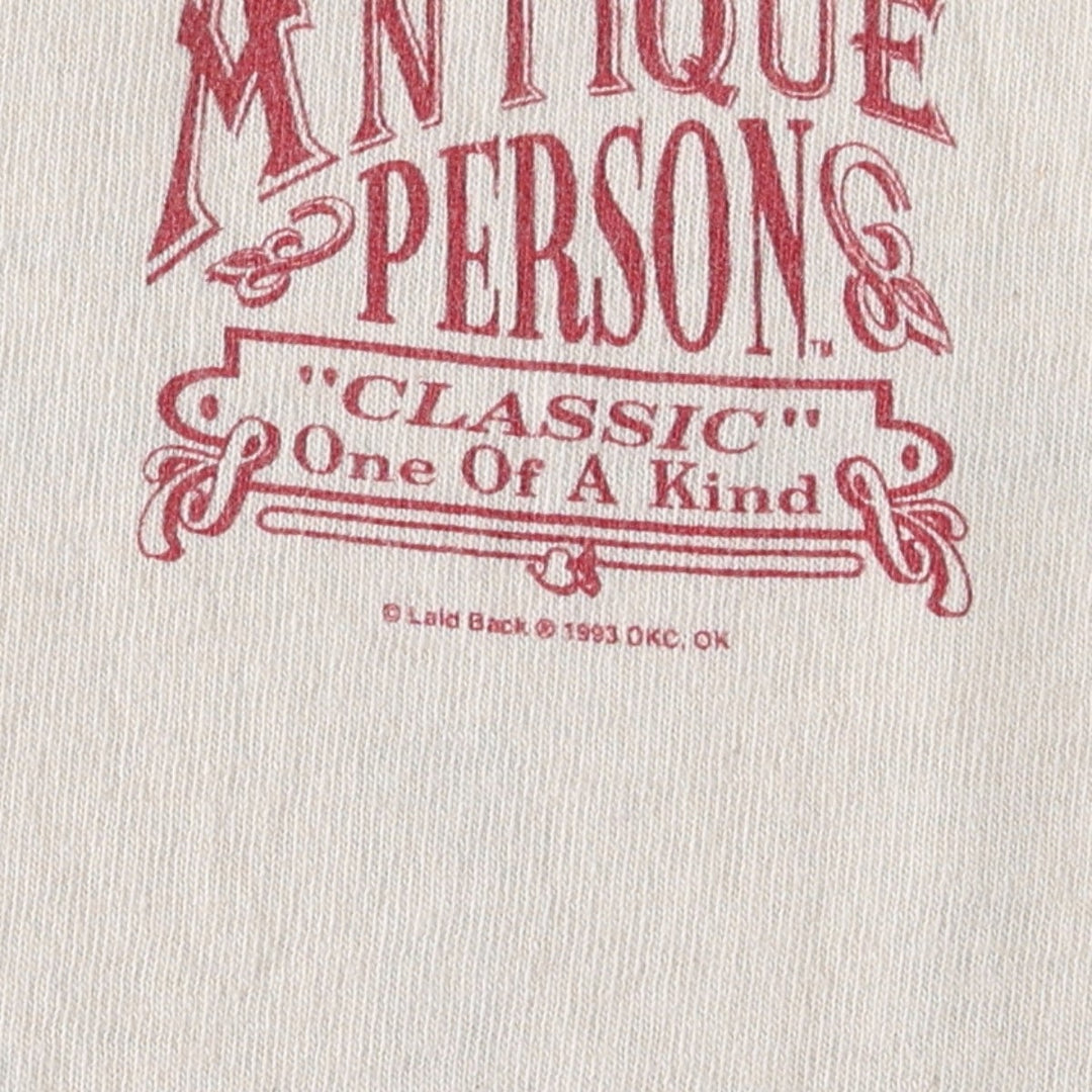 90'S PK Clothing Co. Printed T-Shirt, Made in USA, Men's Size L (Equivalent), Vintage cotton Beige type Vintage Second Hand