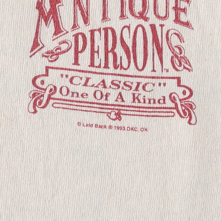 90'S PK Clothing Co. Printed T-Shirt, Made in USA, Men's Size L (Equivalent), Vintage cotton Beige type Vintage Second Hand