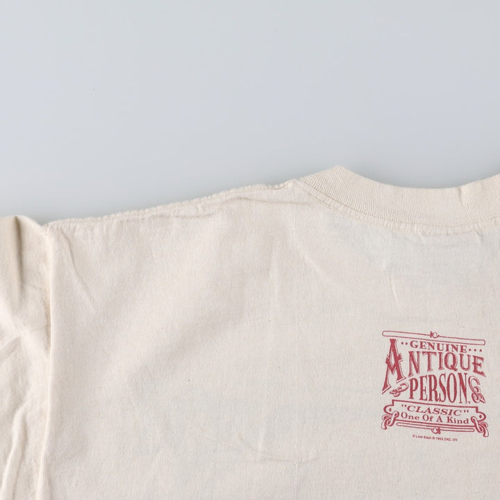 90'S PK Clothing Co. Printed T-Shirt, Made in USA, Men's Size L (Equivalent), Vintage cotton Beige type Vintage Second Hand