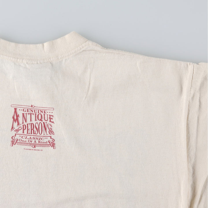 90'S PK Clothing Co. Printed T-Shirt, Made in USA, Men's Size L (Equivalent), Vintage cotton Beige type Vintage Second Hand