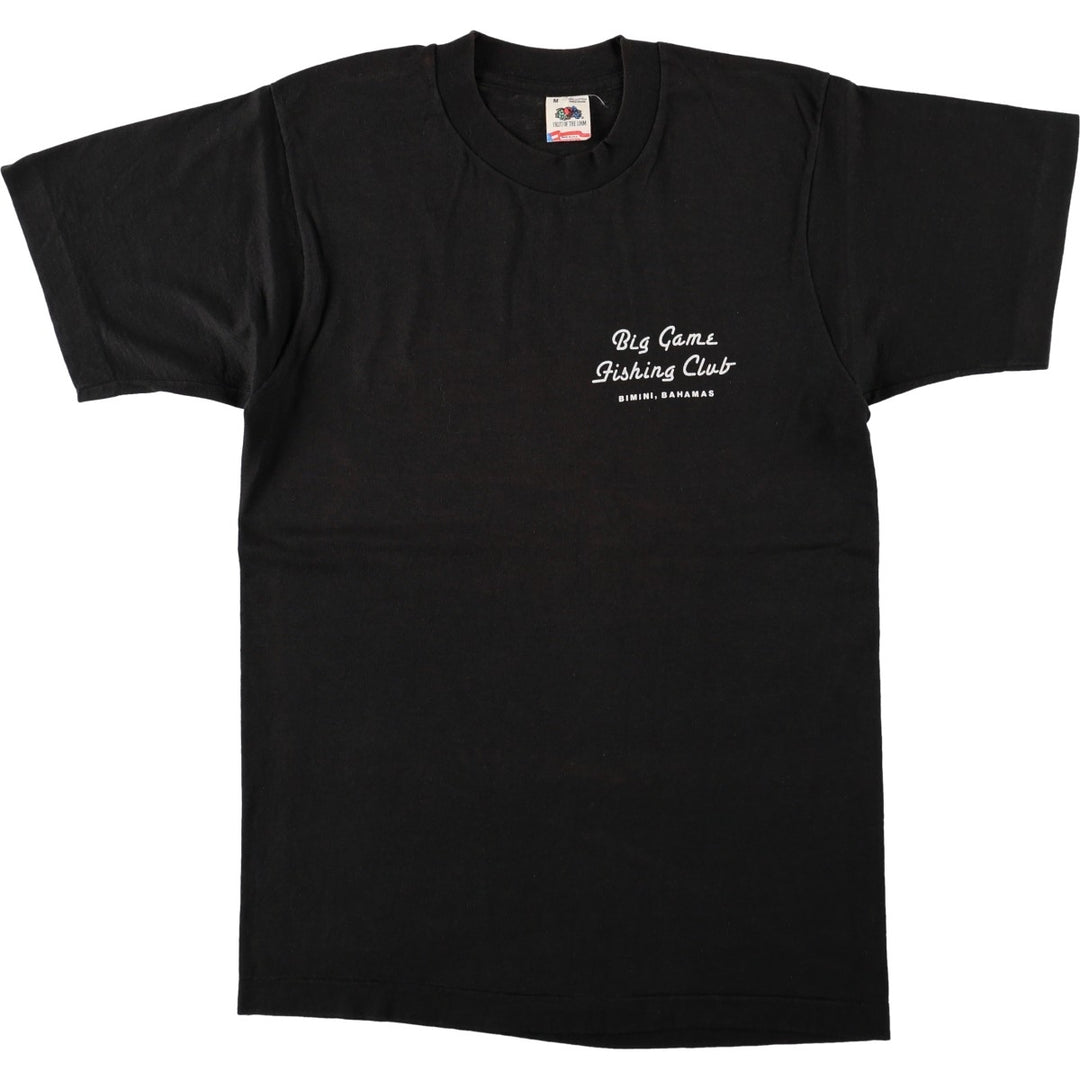 90'S Fruit of the Loom fish print t-shirt, made in USA, men's size M equivalent, vintage. cotton black type Vintage Second Hand
