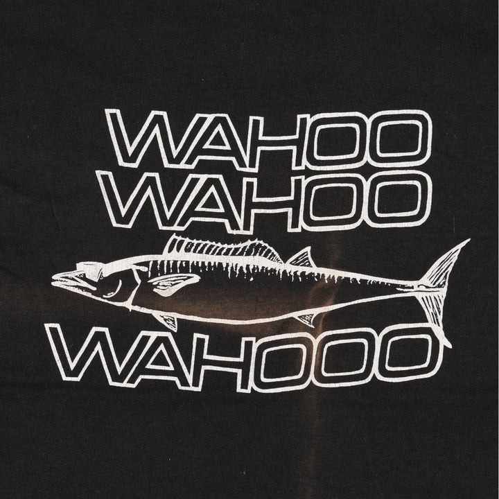 90'S Fruit of the Loom fish print t-shirt, made in USA, men's size M equivalent, vintage. cotton black type Vintage Second Hand