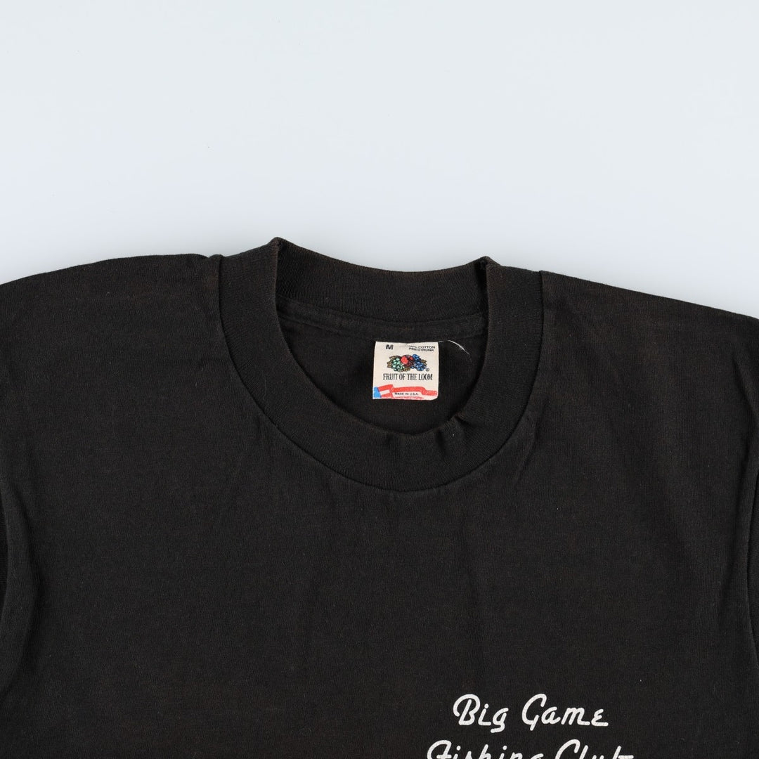 90'S Fruit of the Loom fish print t-shirt, made in USA, men's size M equivalent, vintage. cotton black type Vintage Second Hand