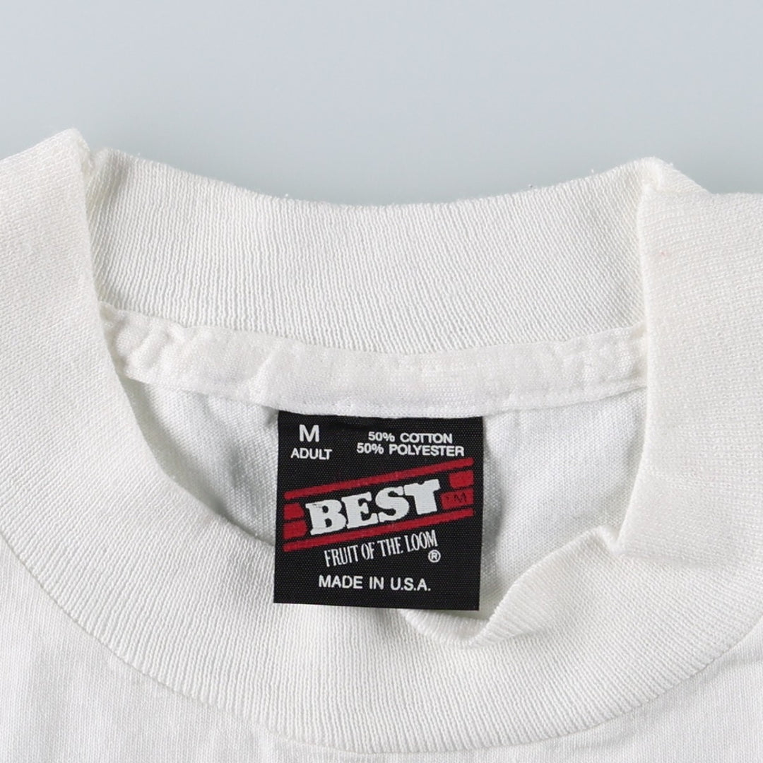 90'S Fruit of the Loom Best Print T-Shirt, Made in USA, Men's Size M (approx.), Vintage cotton white type Vintage Second Hand